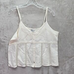 BILA 77 Crop Womens Large Ivory Lace Trimmed Cami Cottagecore Boho Chic Festival